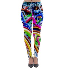 Colorful Bicycles In A Row Lightweight Velour Leggings by FunnyCow