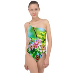 Crab Apple Flowers Classic One Shoulder Swimsuit by FunnyCow