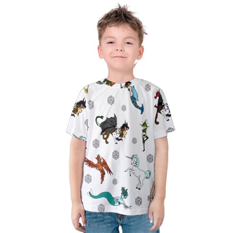 Dundgeon And Dragons Dice And Creatures Kids  Cotton Tee by IIPhotographyAndDesigns