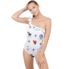 Farm Animals Frilly One Shoulder Swimsuit by IIPhotographyAndDesigns