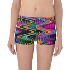 Multicolored Wave Distortion Zigzag Chevrons Boyleg Bikini Bottoms by EDDArt