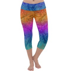 Fractal Batik Art Hippie Rainboe Colors 1 Capri Yoga Leggings by EDDArt