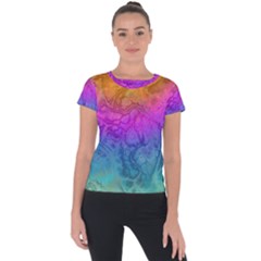 Fractal Batik Art Hippie Rainboe Colors 1 Short Sleeve Sports Top  by EDDArt