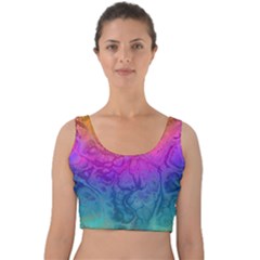 Fractal Batik Art Hippie Rainboe Colors 1 Velvet Crop Top by EDDArt