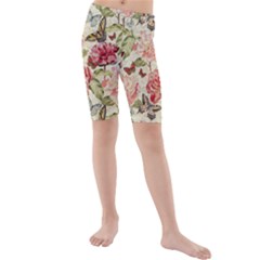 Watercolor Vintage Flowers Butterflies Lace 1 Kids  Mid Length Swim Shorts by EDDArt