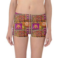 Traditional Africa Border Wallpaper Pattern Colored 3 Boyleg Bikini Bottoms by EDDArt