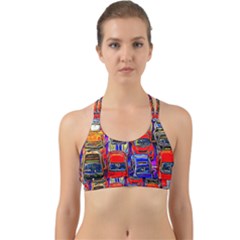 Colorful Toy Racing Cars Back Web Sports Bra by FunnyCow