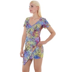 Different Multi Color Spots Created By Flipstylez Designs Short Sleeve Asymmetric Mini Dress by flipstylezfashionsLLC