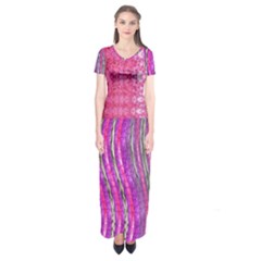 Pink And Purple Shimmer Design By Flipstylez Designs Short Sleeve Maxi Dress by flipstylezfashionsLLC