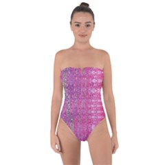 Purple Splash And Pink Shimmer Created By Flipstylez Designs Tie Back One Piece Swimsuit by flipstylezfashionsLLC