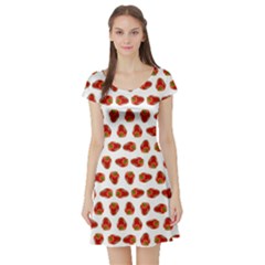 Red Peppers Pattern Short Sleeve Skater Dress by SuperPatterns