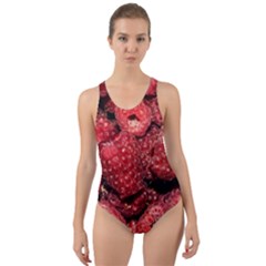 Red Raspberries Cut-out Back One Piece Swimsuit by FunnyCow