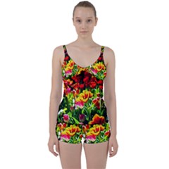 Colorful Tulips On A Sunny Day Tie Front Two Piece Tankini by FunnyCow