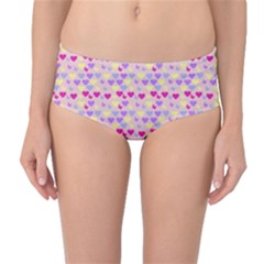 Hearts Butterflies Pink 1200 Mid-waist Bikini Bottoms by snowwhitegirl