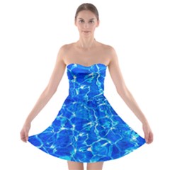 Blue Clear Water Texture Strapless Bra Top Dress by FunnyCow
