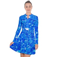 Blue Clear Water Texture Long Sleeve Panel Dress by FunnyCow