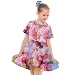 Flowering Almond Flowersg Kids  Short Sleeve Shirt Dress by FunnyCow