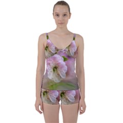 Single Almond Flower Tie Front Two Piece Tankini by FunnyCow