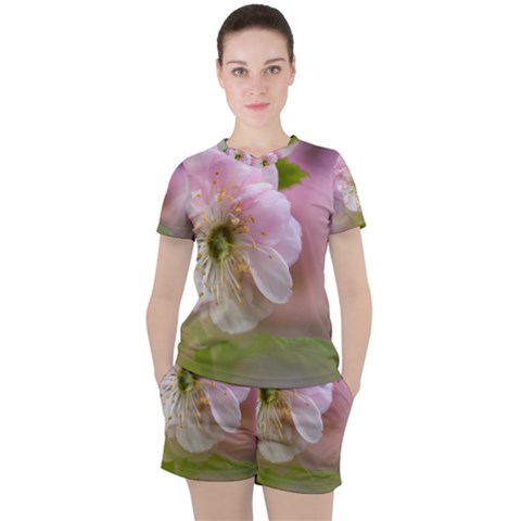 Single Almond Flower Women s Tee And Shorts Set by FunnyCow