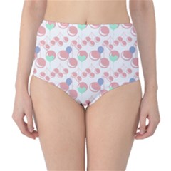 Bubblegum Cherry White Classic High-waist Bikini Bottoms by snowwhitegirl