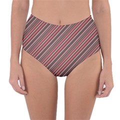 Brownish Diagonal Lines Reversible High-waist Bikini Bottoms by snowwhitegirl