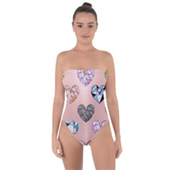 Gem Hearts And Rose Gold Tie Back One Piece Swimsuit by NouveauDesign
