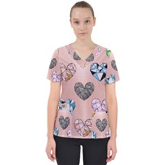 Gem Hearts And Rose Gold Scrub Top