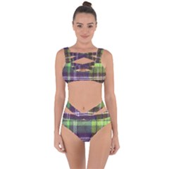 Neon Green Plaid Flannel Bandaged Up Bikini Set  by snowwhitegirl