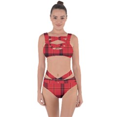 Red Plaid Bandaged Up Bikini Set 