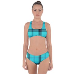 Aqua Plaid Criss Cross Bikini Set by snowwhitegirl
