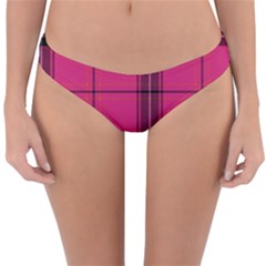 Dark Pink Plaid Reversible Hipster Bikini Bottoms
