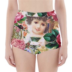 Little Girl Victorian Collage High-waisted Bikini Bottoms by snowwhitegirl