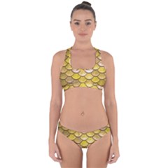 Yellow  Mermaid Scale Cross Back Hipster Bikini Set by snowwhitegirl