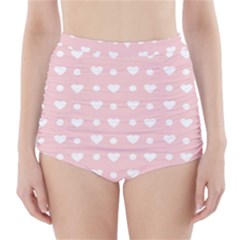 Hearts Dots Pink High-waisted Bikini Bottoms by snowwhitegirl