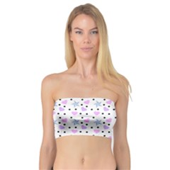 Hearts And Star Dot White Bandeau Top