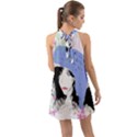Girl With Hat Halter Tie Back Chiffon Dress View2