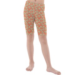 Antique Flowers Peach Kids  Mid Length Swim Shorts