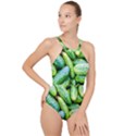Pile Of Green Cucumbers High Neck One Piece Swimsuit View1