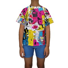 Distorted Shapes                                             Kid s Short Sleeve Swimwear