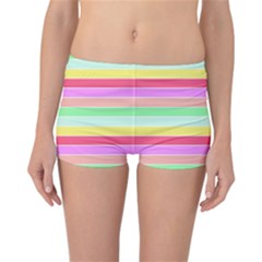 Pastel Rainbow Sorbet Horizontal Deck Chair Stripes Reversible Boyleg Bikini Bottoms by PodArtist