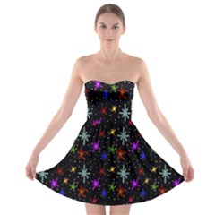 Colored Hand Draw Abstract Pattern Strapless Bra Top Dress by dflcprints