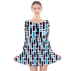 Linear Sequence Pattern Design Long Sleeve Velvet Skater Dress by dflcprintsclothing