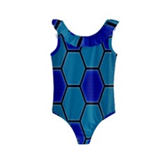 Hexagon Background Geometric Mosaic Kids  Frill Swimsuit by Sapixe