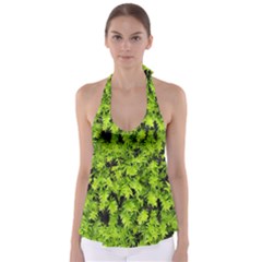 Green Hedge Texture Yew Plant Bush Leaf Babydoll Tankini Top by Sapixe
