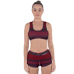 Crush Red Lace Two Pattern By Flipstylez Designs Racerback Boyleg Bikini Set by flipstylezfashionsLLC