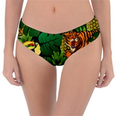 Tropical Pelican Tiger Jungle Black Reversible Classic Bikini Bottoms by snowwhitegirl