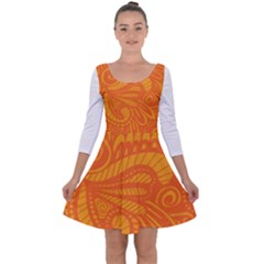 Pop Orange Quarter Sleeve Skater Dress by ArtByAmyMinori