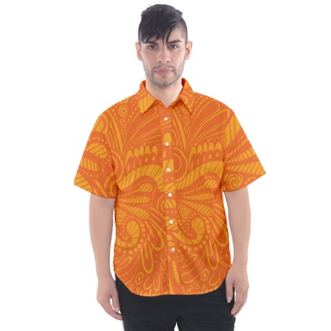 Pop Orange Men s Short Sleeve Shirt by ArtByAmyMinori