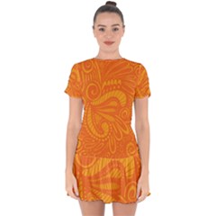 Pop Orange Drop Hem Mini Chiffon Dress by ArtByAmyMinori