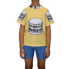 Pop Art Hamburger  Kids  Short Sleeve Swimwear